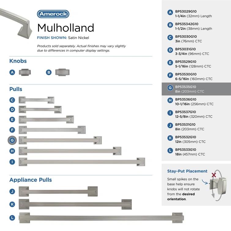 Mulholland 6 5/16" Center to Center Bar Pull