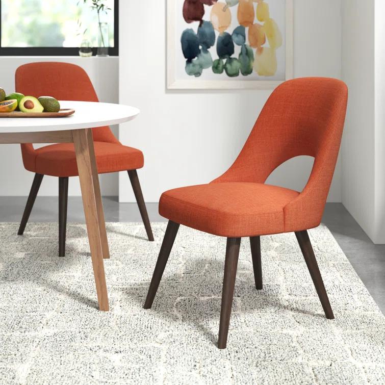 Nola Upholstered Dining Side Chairs with Cutout Back Design