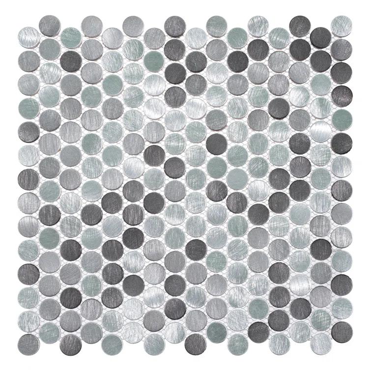 Orb 3/4" Metal Penny Round Mosaic Tile Shower Wall, Kitchen Backsplash and Wall Tile
