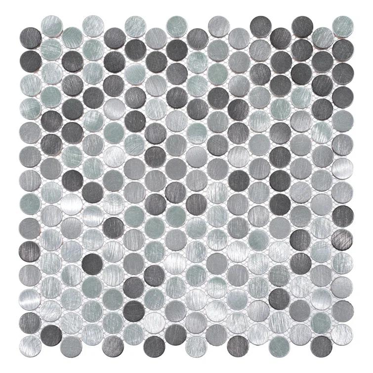 Orb 3/4" Metal Penny Round Mosaic Tile Shower Wall, Kitchen Backsplash and Wall Tile