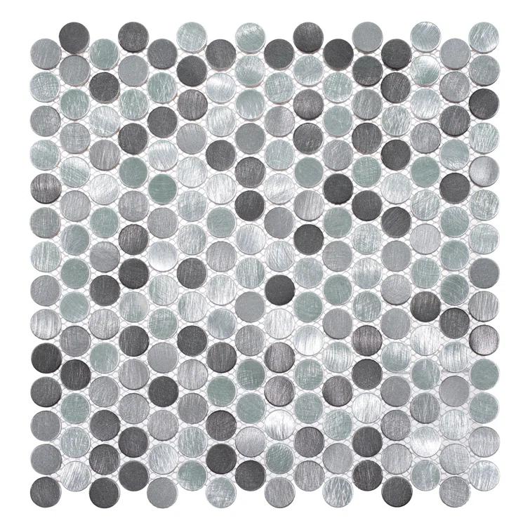 Orb 3/4" Metal Penny Round Mosaic Tile Shower Wall, Kitchen Backsplash and Wall Tile