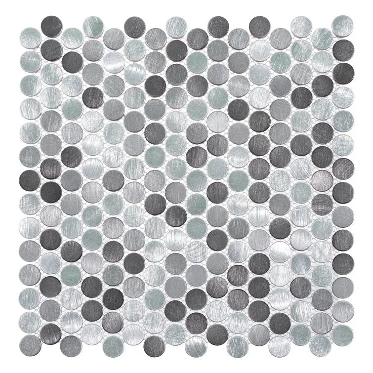 Orb 3/4" Metal Penny Round Mosaic Tile Shower Wall, Kitchen Backsplash and Wall Tile