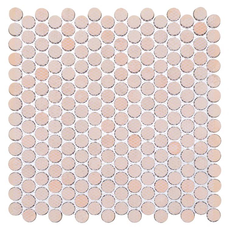 Orb 3/4" Metal Penny Round Mosaic Tile Shower Wall, Kitchen Backsplash and Wall Tile