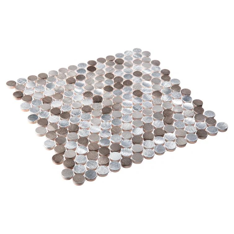 Orb 3/4" Metal Penny Round Mosaic Tile Shower Wall, Kitchen Backsplash and Wall Tile