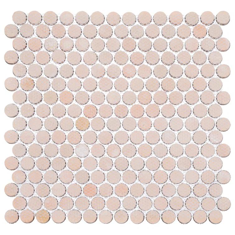 Orb 3/4" Metal Penny Round Mosaic Tile Shower Wall, Kitchen Backsplash and Wall Tile