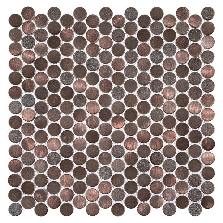 Orb 3/4" Metal Penny Round Mosaic Tile Shower Wall, Kitchen Backsplash and Wall Tile