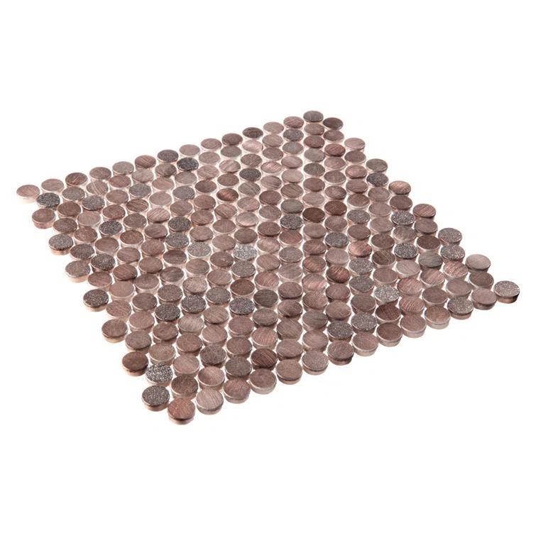 Orb 3/4" Metal Penny Round Mosaic Tile Shower Wall, Kitchen Backsplash and Wall Tile
