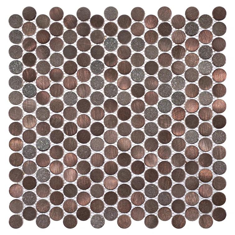 Orb 3/4" Metal Penny Round Mosaic Tile Shower Wall, Kitchen Backsplash and Wall Tile