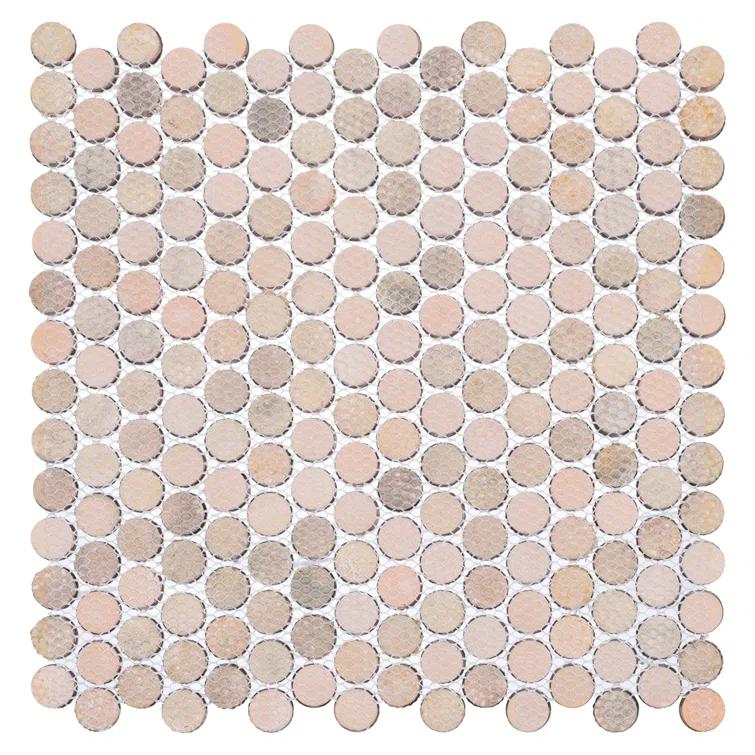 Orb 3/4" Metal Penny Round Mosaic Tile Shower Wall, Kitchen Backsplash and Wall Tile