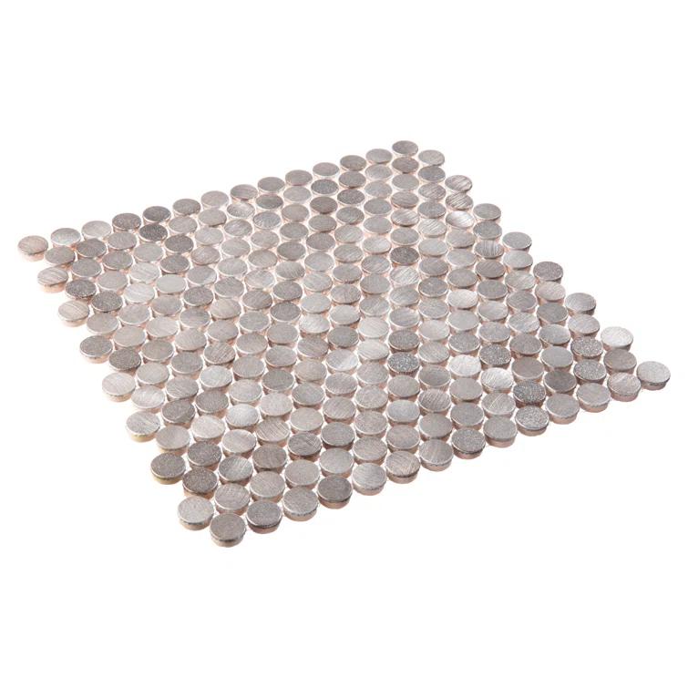 Orb 3/4" Metal Penny Round Mosaic Tile Shower Wall, Kitchen Backsplash and Wall Tile