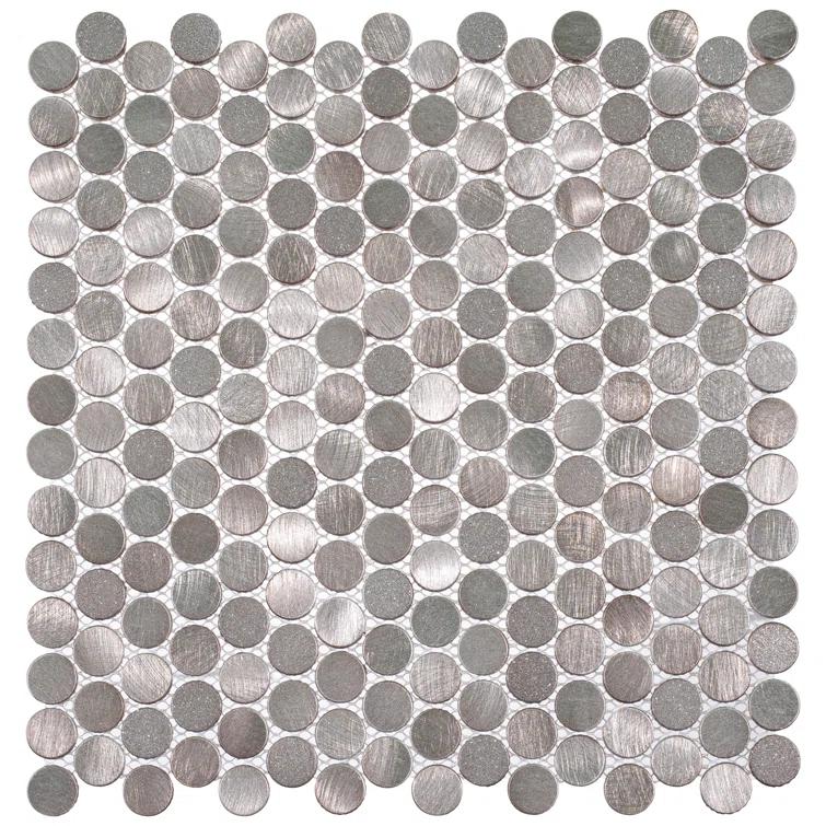 Orb 3/4" Metal Penny Round Mosaic Tile Shower Wall, Kitchen Backsplash and Wall Tile