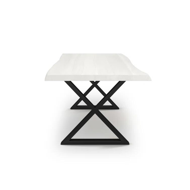 Brooks 92" White Wash Acacia Wood & Black Aluminum Dining Table