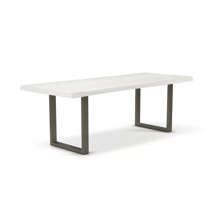 Sandblasted Grey Acacia Wood & Pewter Aluminum Rectangular Dining Table
