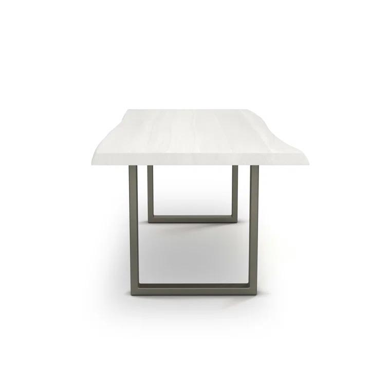 Sandblasted Grey Acacia Wood & Pewter Aluminum Rectangular Dining Table