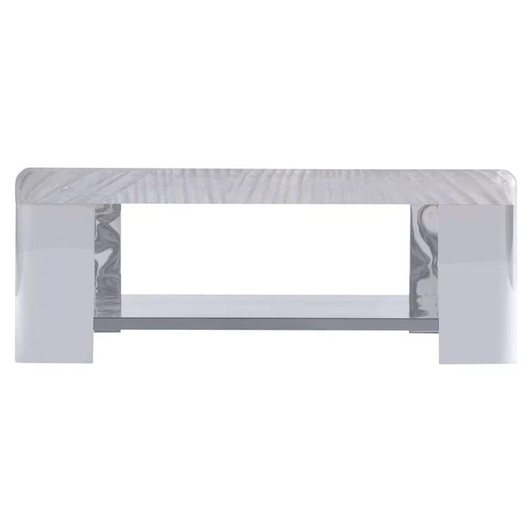 Silver Square Metal and Acrylic Transitional Cocktail Table