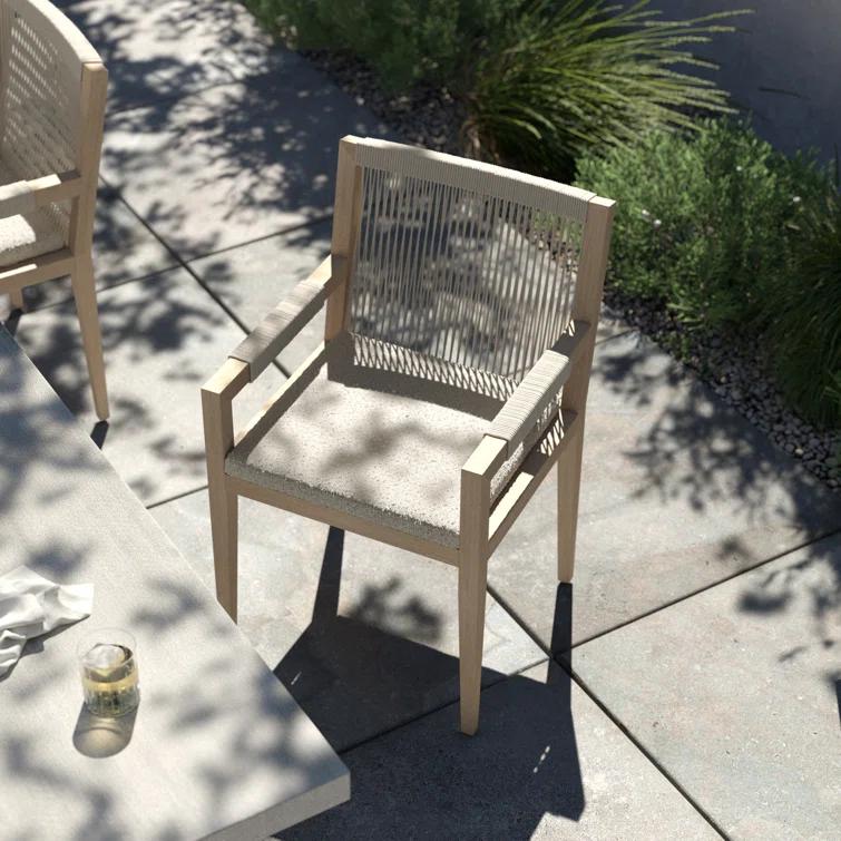 Degeorge Wood Outdoor Dining Armchair with Cushion
