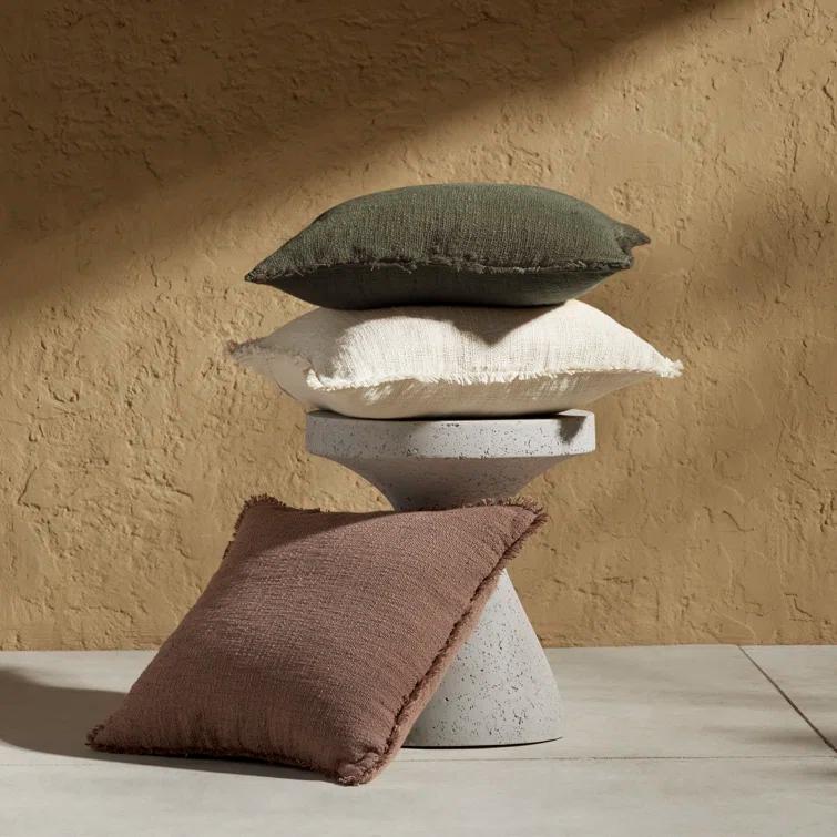 Tarbett Fringed Indoor/Outdoor Reversible Throw Pillow
