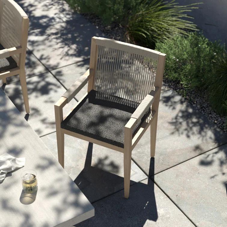 Degeorge Wood Outdoor Dining Armchair with Cushion