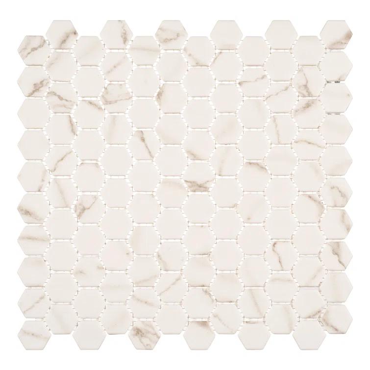 Trillions Hexagon Honeycomb Glass Mosaic Kitchen Backsplash, Bathroom, Shower, Pool, Wall and Floor Tile