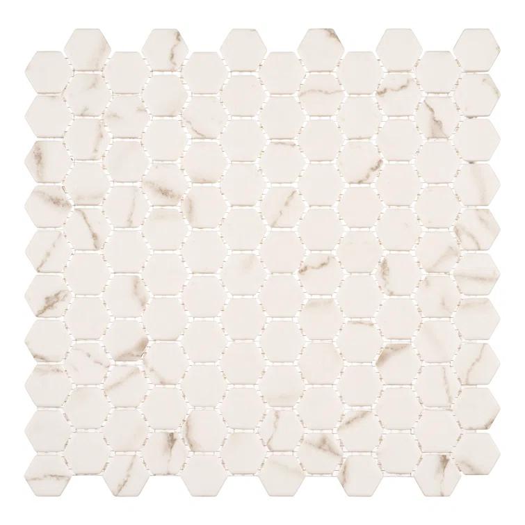 Trillions Hexagon Honeycomb Glass Mosaic Kitchen Backsplash, Bathroom, Shower, Pool, Wall and Floor Tile