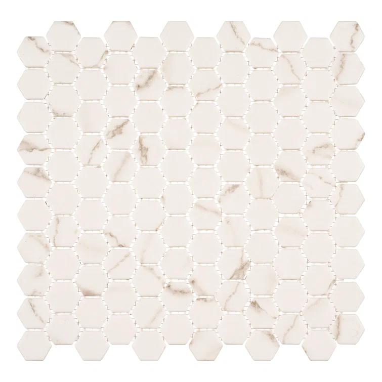 Trillions Hexagon Honeycomb Glass Mosaic Kitchen Backsplash, Bathroom, Shower, Pool, Wall and Floor Tile