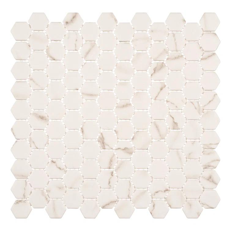 Trillions Hexagon Honeycomb Glass Mosaic Kitchen Backsplash, Bathroom, Shower, Pool, Wall and Floor Tile