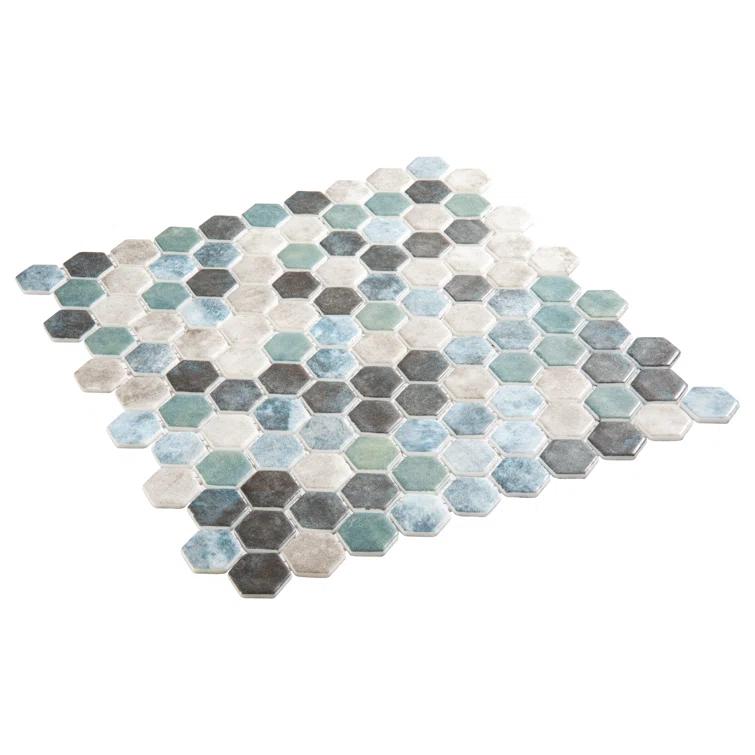 Trillions Hexagon Honeycomb Glass Mosaic Kitchen Backsplash, Bathroom, Shower, Pool, Wall and Floor Tile
