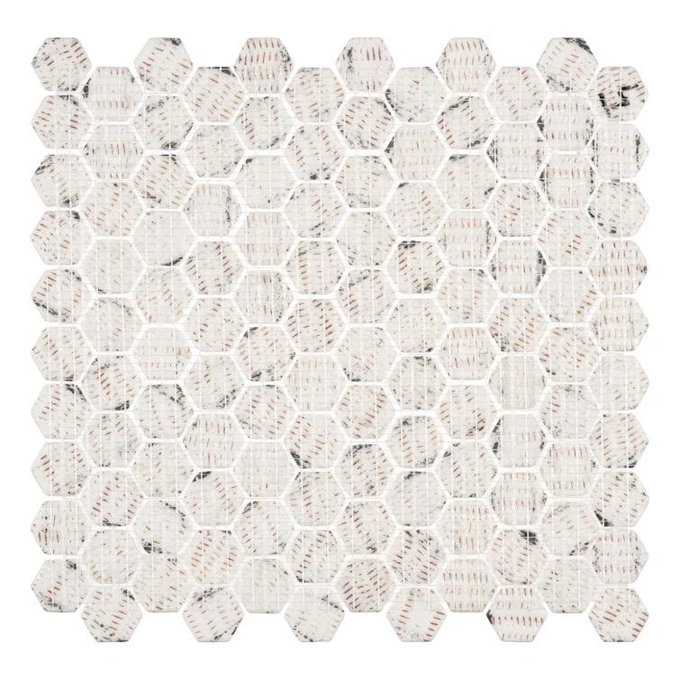 Trillions Hexagon Honeycomb Glass Mosaic Kitchen Backsplash, Bathroom, Shower, Pool, Wall and Floor Tile