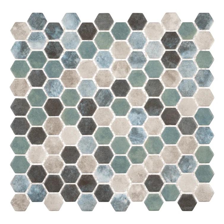 Trillions Hexagon Honeycomb Glass Mosaic Kitchen Backsplash, Bathroom, Shower, Pool, Wall and Floor Tile