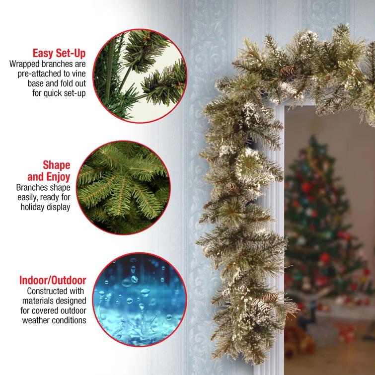 The Holiday Aisle® 6 ft. Glittery Bristle Pine Garland