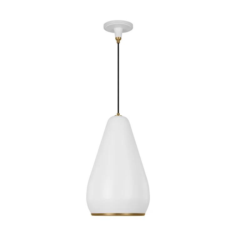 Matte White Teardrop Pendant Light with Aged Iron Steel Shade
