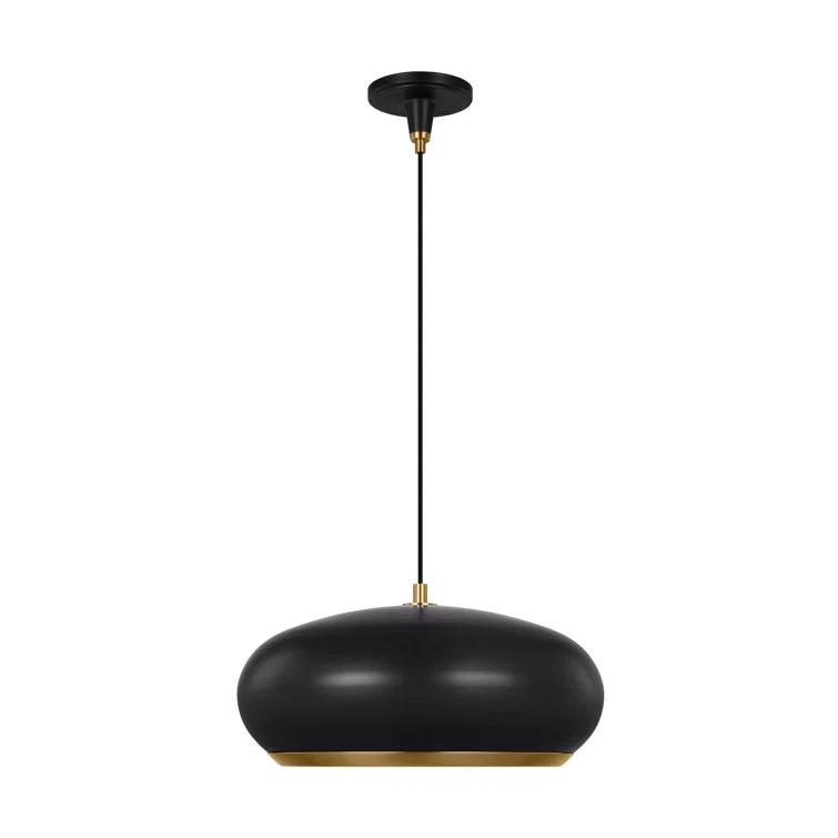 Clasica Aged Iron 18" Bowl Pendant Light with Black Shade