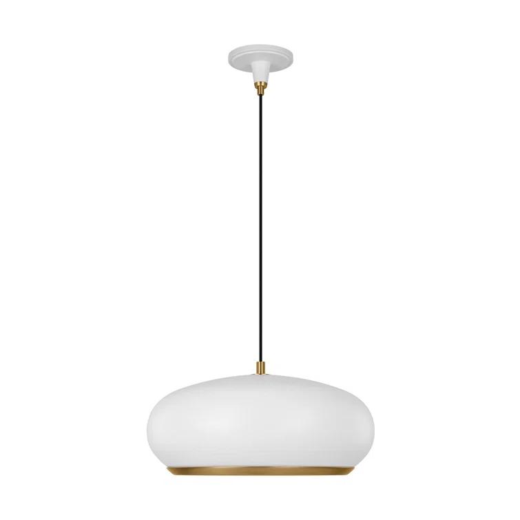 Clasica Matte White Glass Pendant Light with Aged Iron Steel Shade