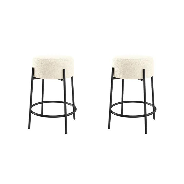 Upholstered Counter Stool with Metal Frame