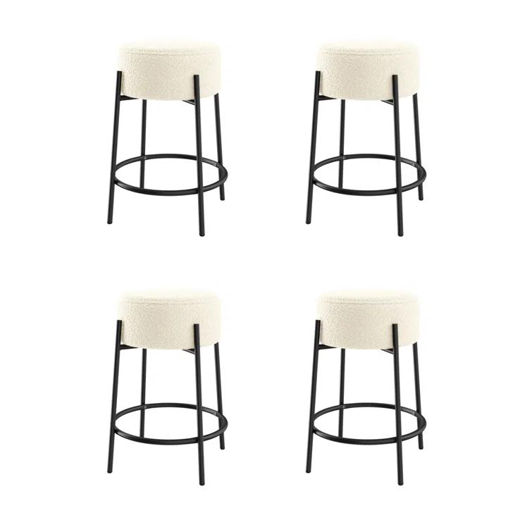 Upholstered Counter Stool with Metal Frame