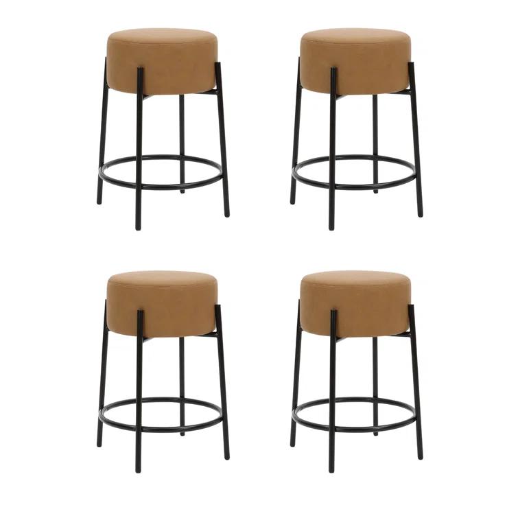 Upholstered Counter Stool with Metal Frame