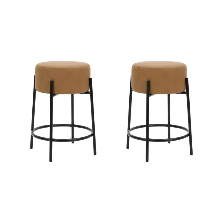 Upholstered Counter Stool with Metal Frame