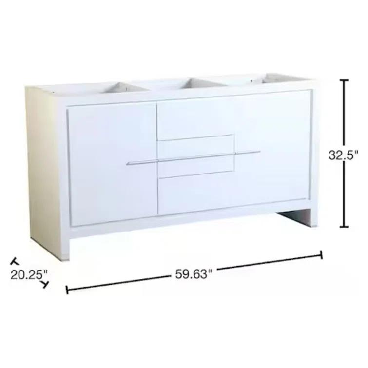 Allier 60" Freestanding Double Sink Bathroom Vanity Base Only (Top and Sink Not Included)