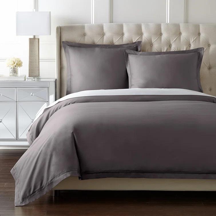 Charcoal Queen Egyptian Cotton 3-Piece Duvet Cover Set