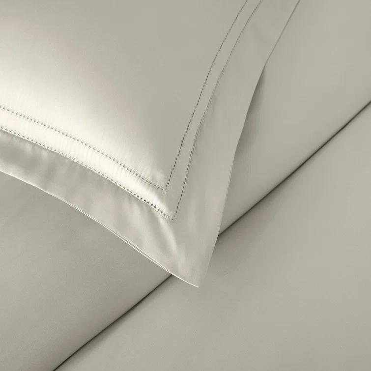 Pure Parima Luxury Duvet Cover Set 100% Certified Egyptian Cotton, Double Hem-Stitched Sateen Weave, Hidden Zipper Closure 1 Duvet Cover and 2 Pillow Shams (Linen, Queen)