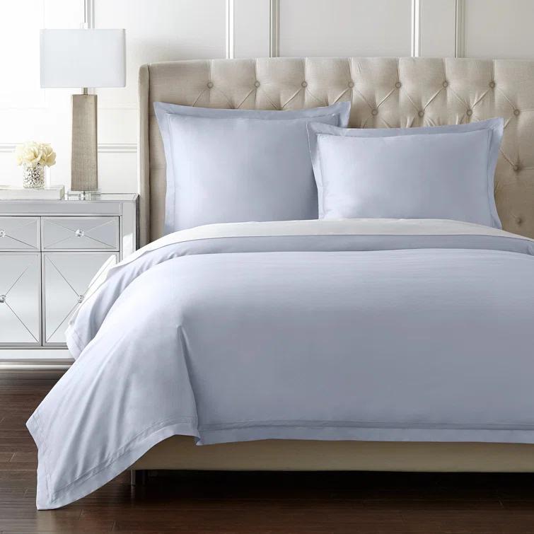 Icy Blue Queen Cotton Duvet Cover Set with Shams