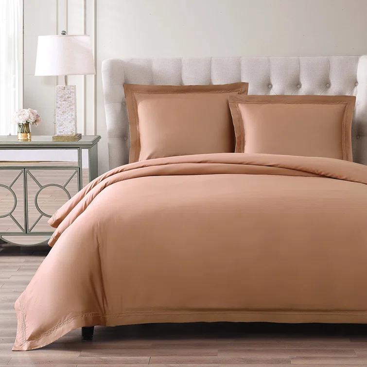 Pure Parima Luxury Duvet Cover Set 100% Certified Egyptian Cotton, Double Hem-Stitched Sateen Weave, Hidden Zipper Closure 1 Duvet Cover and 2 Pillow Shams (Linen, Queen)