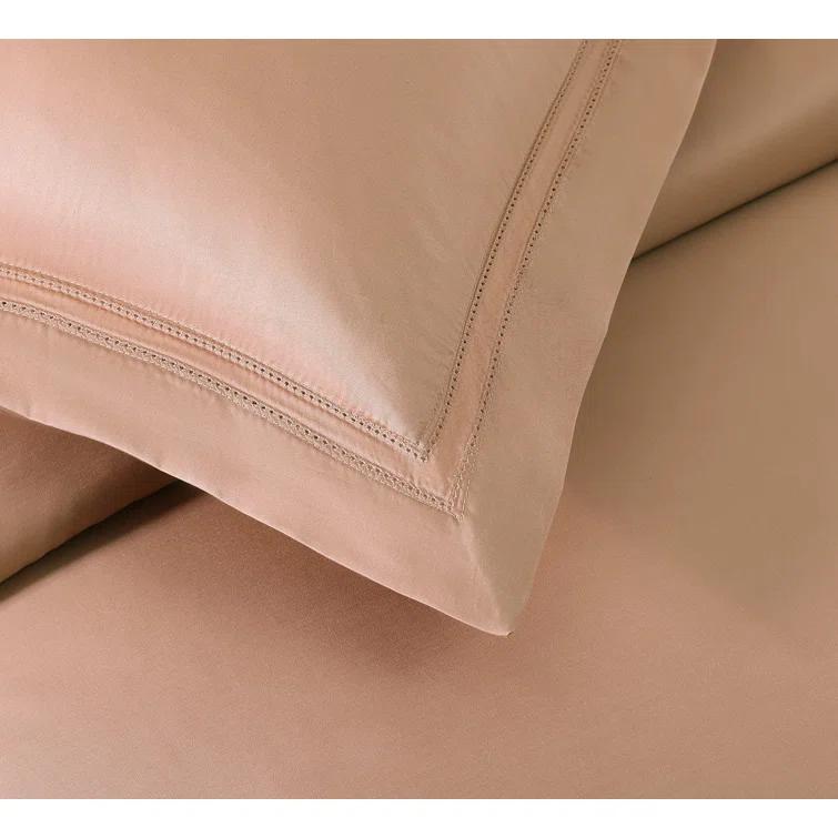 Pure Parima Luxury Duvet Cover Set 100% Certified Egyptian Cotton, Double Hem-Stitched Sateen Weave, Hidden Zipper Closure 1 Duvet Cover and 2 Pillow Shams (Linen, Queen)