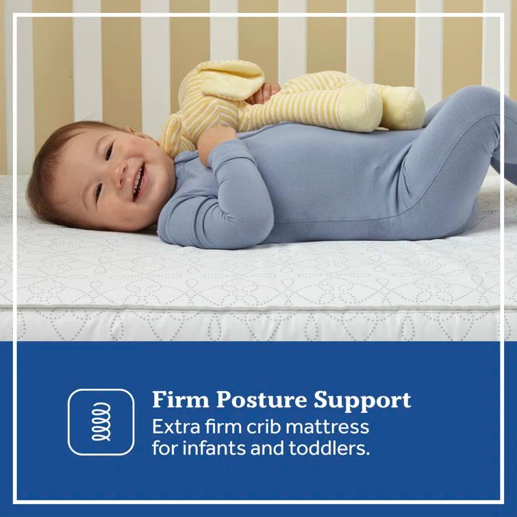 Sealy Baby Premium Firm Hypoallergenic Baby Crib Mattress & Toddler Bed Mattress, Waterproof Baby Mattress, 150 Coils, Air Quality Certified, 52"x28"