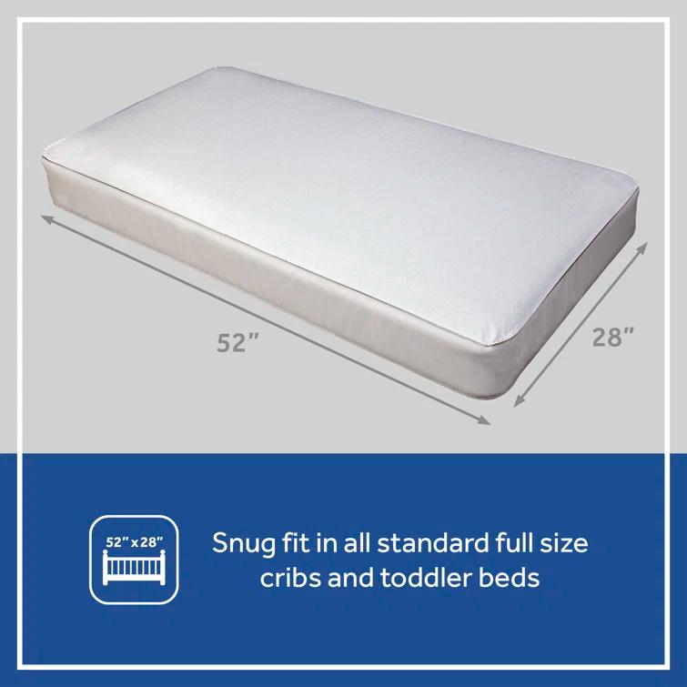 Sealy Baby Premium Firm Hypoallergenic Baby Crib Mattress & Toddler Bed Mattress, Waterproof Baby Mattress, 150 Coils, Air Quality Certified, 52"x28"