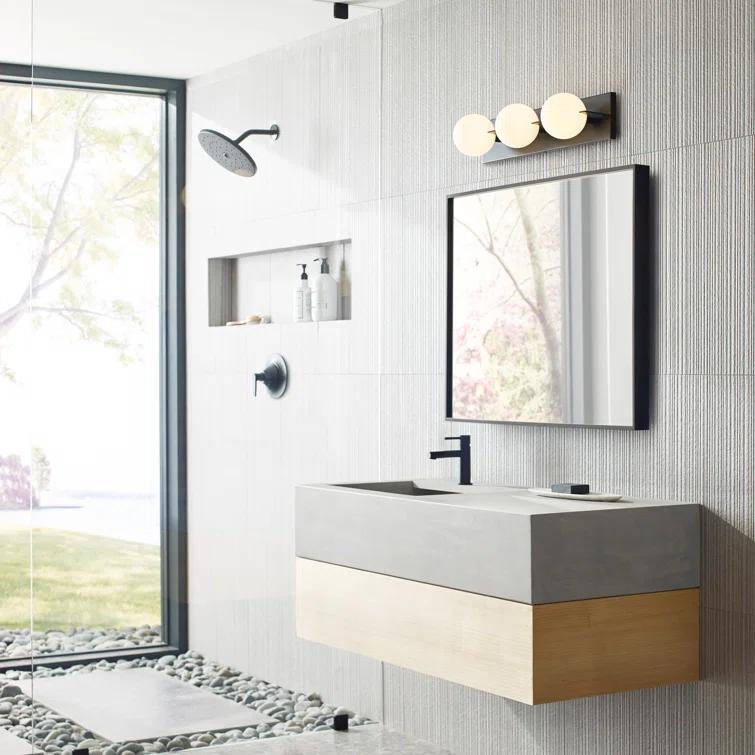 Orbel Matte Black Dimmable LED Vanity Light with Frosted Glass