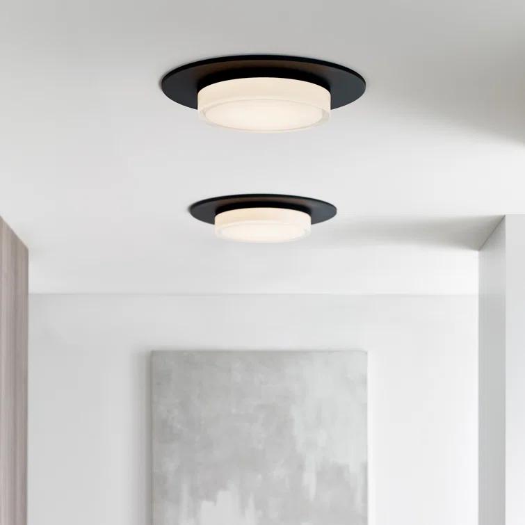 Sen Modern Natural Brass 17" LED Flush Mount with Pressed Glass