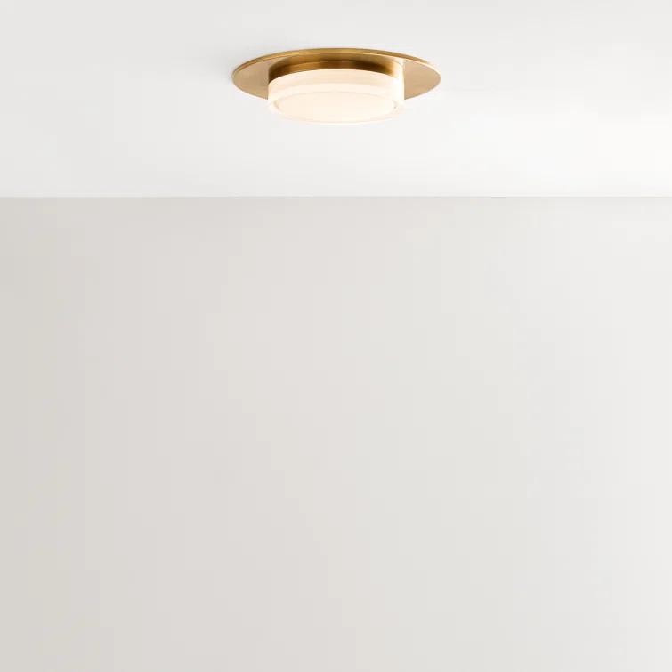 Sen Modern Natural Brass 17" LED Flush Mount with Pressed Glass