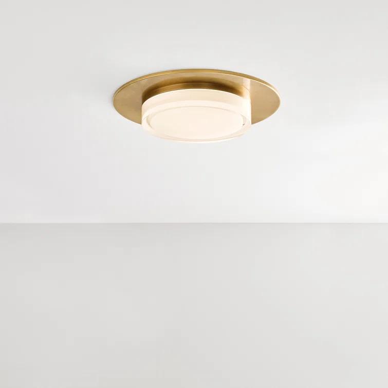 Sen Modern Natural Brass 17" LED Flush Mount with Pressed Glass