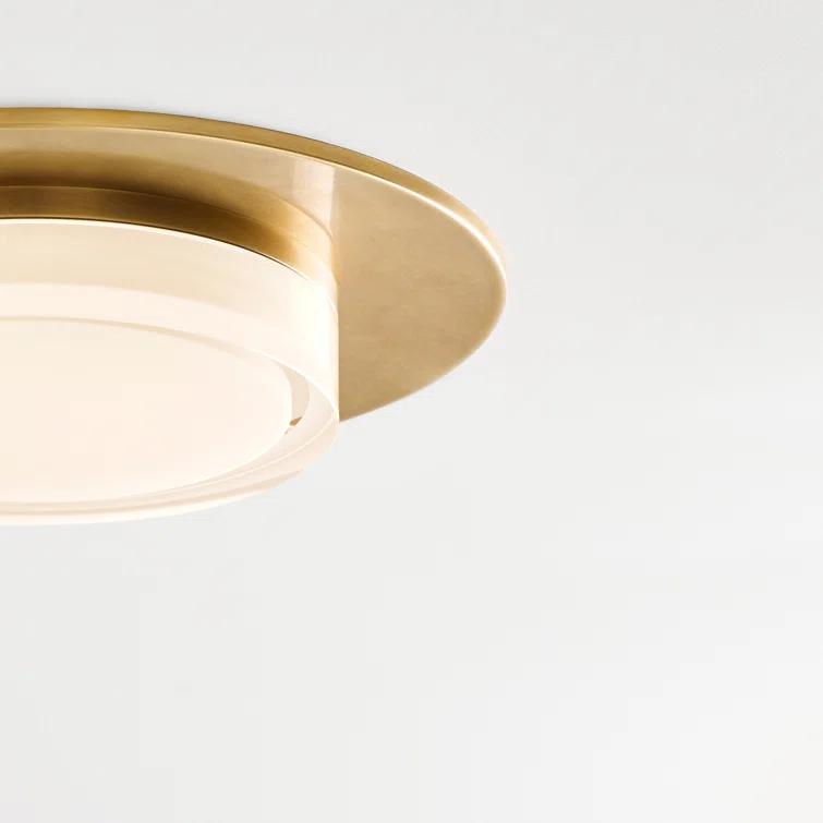 Sen Modern Natural Brass 17" LED Flush Mount with Pressed Glass
